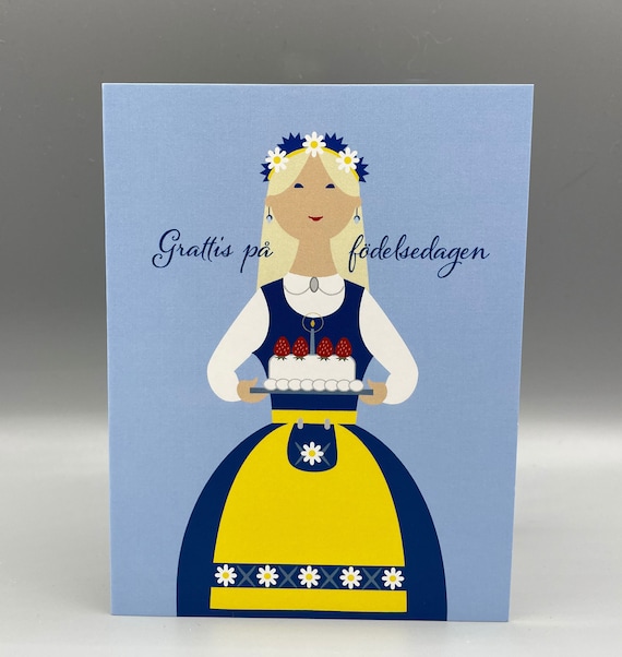 Swedish Happy Birthday Scandinavian Card Etsy