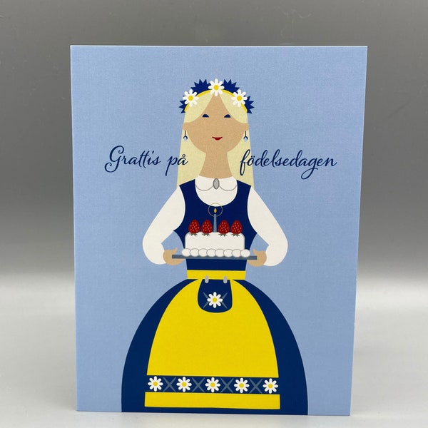 Swedish Happy Birthday, Scandinavian, card