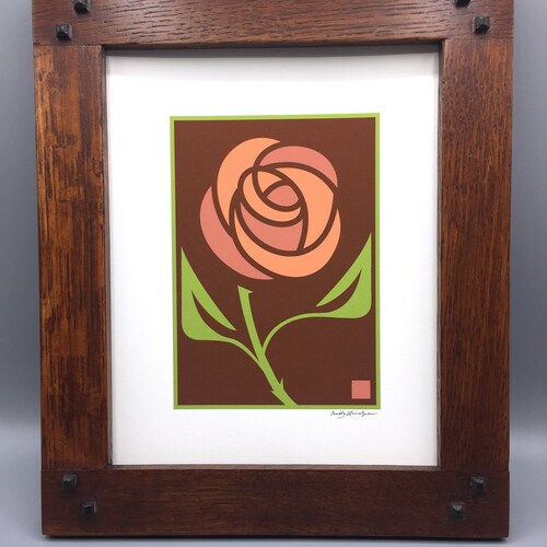 Rose Arts and Crafts Style Art Print Etsy