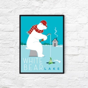 White Bear Lake Polar Bear, Ice Fish, 18x 24&quot; poster