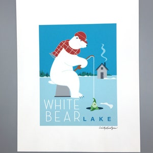 Polar Bear, White Bear Lake Ice Fishing,Art print
