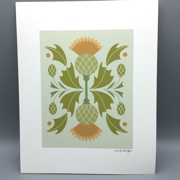 Arts and Crafts Style, Copper Thistle, Art Print