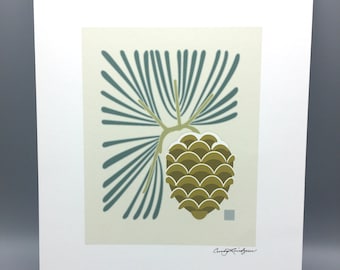 Scalloped Pine Art Print, Arts and Crafts Style