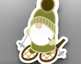 Gnome, Snowshoe, Vinyl Sticker, 3"