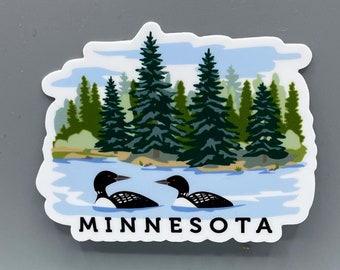 Minnesota Loon Lake, Vinyl Sticker, 3"