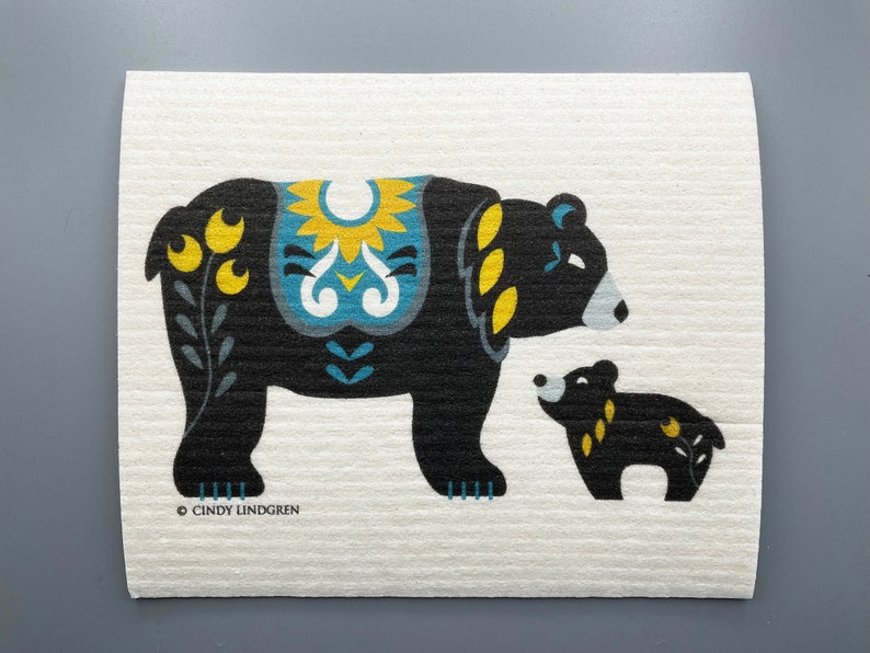 CindyLindgren Dala Bear Dishcloth