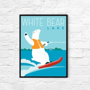White Bear Lake Polar Bear Water Ski, 18x 24&quot; poster