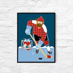 Paul Bunyan and Babe the Blue Ox Play Hockey, 18x 24 Poster ...