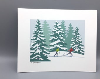 Woodland Ski, Cross Country Ski,art print
