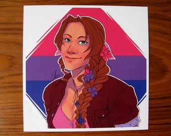 6x6" Bisexual Aerith FF7 Queer Pride Print