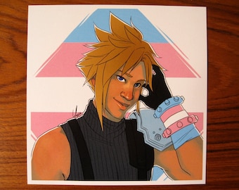 6x6" Transgender Cloud FF7 Queer Pride Print