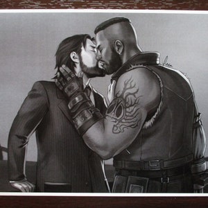 8.5x11&quot; Final Fantasy VII Fanart Print - Barret x Reeve