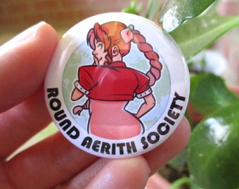 1.5" Round Aerith Society Pin Button Badge