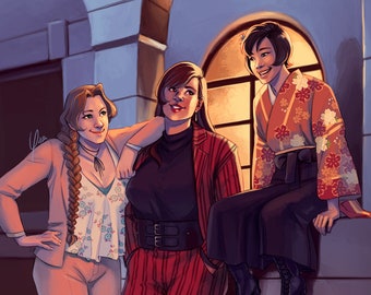 8.5x11" Final Fantasy VII Fanart Print - Girls' Night Out