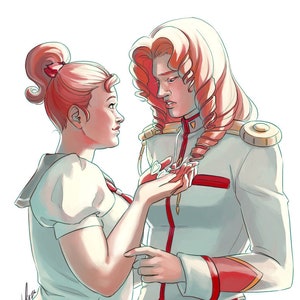 8.5x11&quot; Revolutionary Girl Utena Fanart Print - Juri x Wakaba