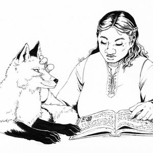 Original Ink Drawing - Study Partner