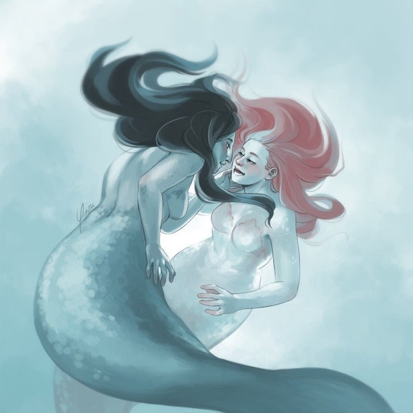 8.5x11" Art Print - Mermaid Duet