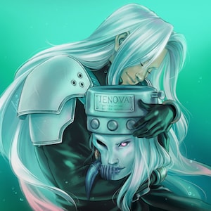 8.5x11&quot; Final Fantasy VII Fanart Print - Sephiroth and Jenova
