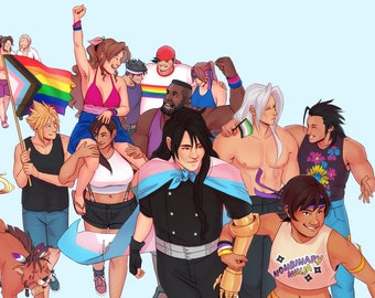 8.5x11" Final Fantasy VII Fanart Print - Pride Parade