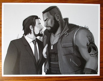 6x8&quot; Final Fantasy VII Fanart Print - Barret x Reeve