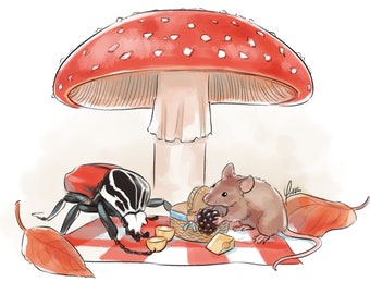 5x7" Art Print - Mushroom Picnic