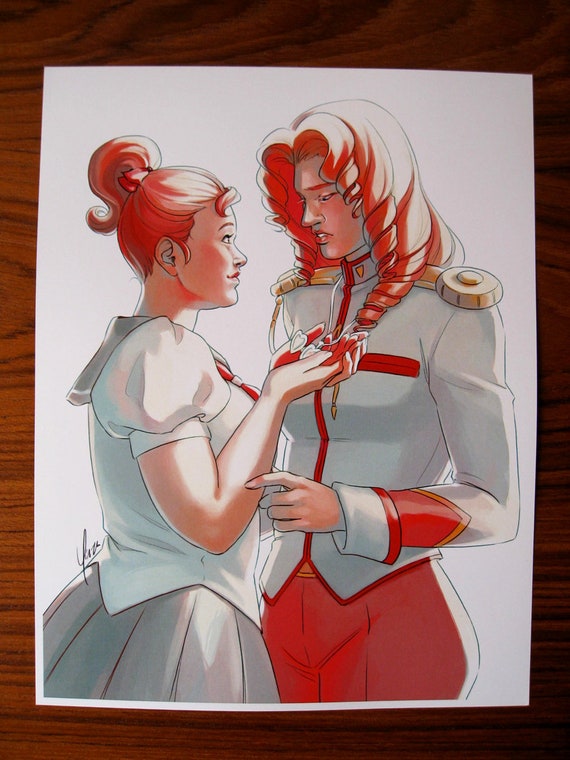 8.5x11インチ 少女革命ウテナ ファンアートプリント - 樹里 x 若葉  