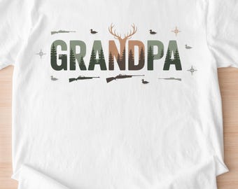 Grandpa Camo Antler Hunting Shirt, Duck Hunter Papa T-Shirt, Cabincore Comfort Colors® Tee, Hunting Grandpa Gift, Christmas Gift for Him