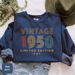 Comfort Colors® 75th Birthday Sweatshirt | Vintage Limited Edition 1950 Shirt | 75th Birthday Tshirt | Est 1950 Birthday Shirt For Men Women