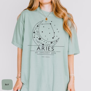 Custom Aries shirt, Comfort Colors® Zodiac Tshirt, Personalized Birthday Aries Shirt, Aries Sign Shirt, Aries Sweatshirt, Aries Birthday Tee