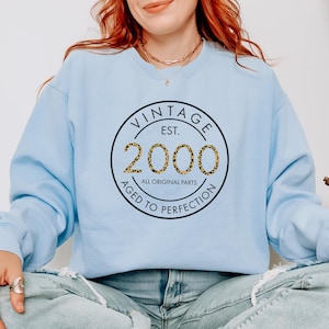 25th Birthday Sweatshirt, T-shirt | Est 2000 Birthday Sweatshirt | Leopard Pattern 25th Birthday Sweater For Women | 25th Birthday Shirt