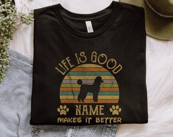 Pudel T-Shirt mit personalisiertem Hundenamen | Pudel Liebhaber Geschenk | Pudel Mom & Dad Shirt | Pudel Sweatshirt | Pudel Geschenk | Pudel T-shirt
