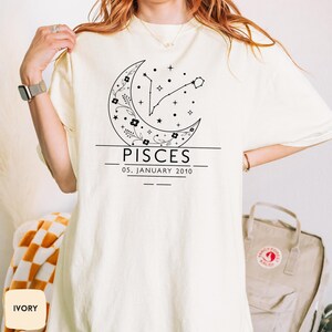 Custom Pisces shirt, Comfort Colors® Zodiac Pisces T-shirt, Personalized Birthday Pisces Shirt, Pisces Sign Shirt, Gift for Pisces