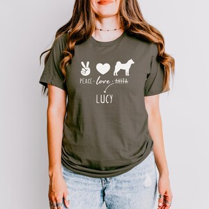 Akita Shirt Peace Love | Akita Shirt for Dog Lover with Personalized Dog Name | Akita Dog Mom Gift, Dog Dad Gift, Akita Dog T-Shirt for Her
