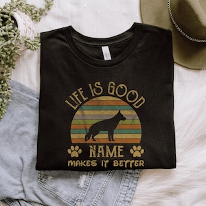 Maglietta Pastore Tedesco con Nome Cane Personalizzato / Regalo per Amante del Pastore Tedesco / Maglietta per Mamma e Papà del Pastore Tedesco / Regali per Pastore Tedesco