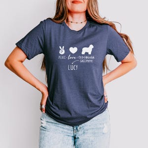 Old English Sheepdog Shirt | Peace Love Old English Sheepdog T-shirt with Personalized Dog Name |  Sheepdog Gifts, Dog Mom Shirt, sweatshirt