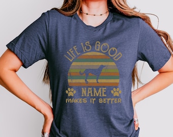 Catahoula-hondenshirt met luipaardprint met gepersonaliseerde hondennaam | Hondenshirt Catahoula | Catahoula-moedershirt, Catahoula-luipaardshirt