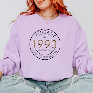 32nd Birthday Sweatshirt, T-shirt | Est 1993 Birthday Sweatshirt | Leopard Pattern 32nd Birthday Sweater For Women | 32nd Birthday Shirt