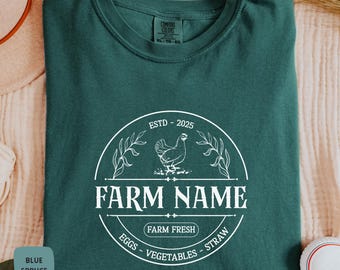 Custom Farm Name with Est. Shirt | Gift for Local Farmer, Chicken Egg Dealer | Gardening Homesteading T-shirt | Custom Farm Sweatshirt
