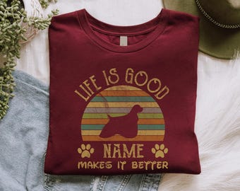 American Cocker Spaniel T-Shirt with Personalized Dog Name | American Cocker Spaniel Lover Gift | American Cocker Spaniel Shirt