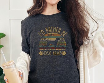 Coonhound-shirt met aangepaste hondennaam | T-shirt moeder hond Coonhound | Ik zou liever hondenshirt zijn, Coonhound-shirt voor hondenliefhebber, T-shirt hondenmoeder