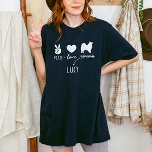 Samoyed Shirt | Peace Love Samoyed T-shirt with Personalized Dog Name | Samoyed Dog Tee | Samoyed Mom Gift | Gift for Samoyed Lover