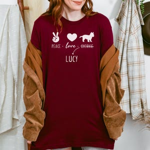chorkie dog Shirt | Peace Love chorkie T-shirt with Personalized Dog Name |  chorkie mom, chorkie gift,Cute Gift for Chorkie Lovers & Moms