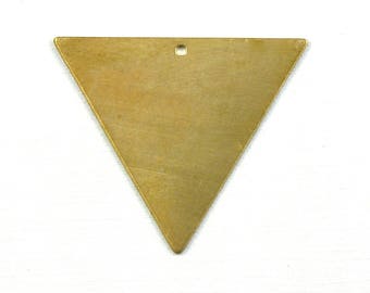 6 TRIANGLE geometric jewelry pendant. Raw brass stamping made in US. 30mm x 35mm (S12).