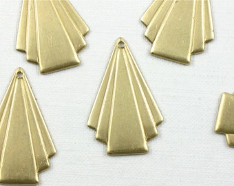 8 TRIANGLE geometric jewelry charms or earring drops. Raw brass stamping made in US. 24mm x 16mm (ST9).