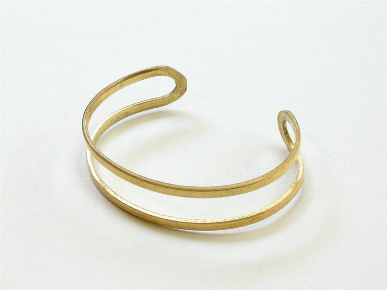 2 Blank double band BRACELET jewelry cuff . gold raw brass. Made in the USA S201 image 5