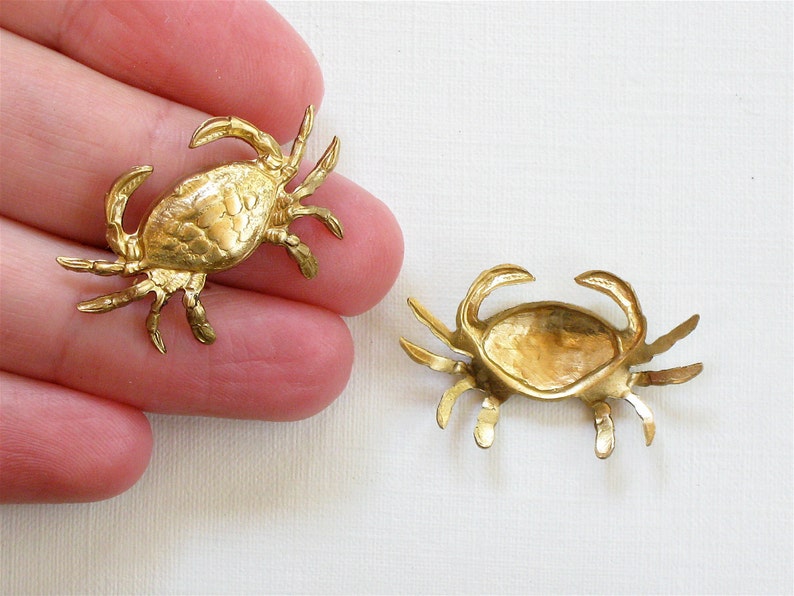 Brass CRAB jewelry embellishment . 19mm x 30mm FF40 Etsy