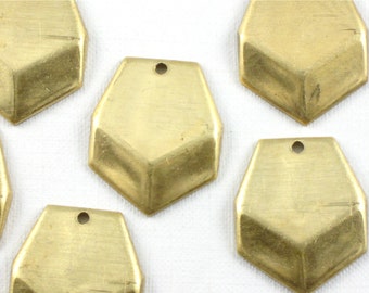 8 faceted CHEVRON geometric jewelry charm. Raw brass stamping made in US. 20mm x 16mm (S46)