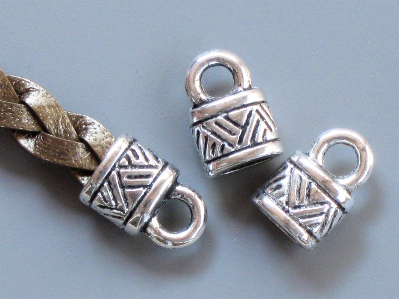 8 silver oval jewelry END CAPS with loop . Perfect for Etsy