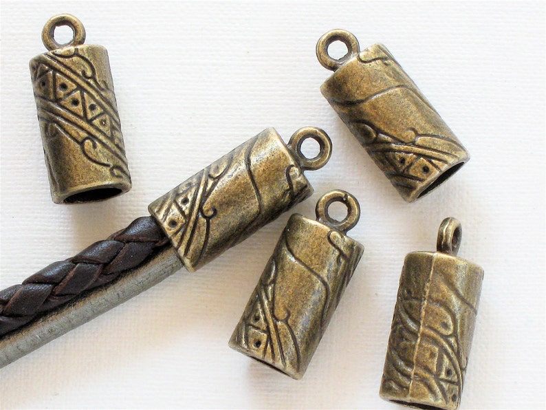 30 Cord Jewelry END CAPS With Loop Antique Bronze . Large and Etsy