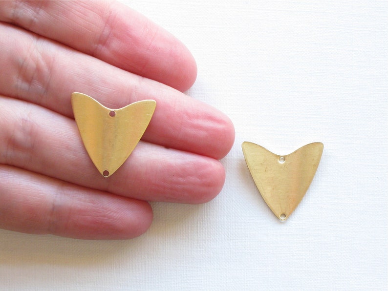 12 TRIANGLE geometric jewelry charm. 21mm x 20mm. Raw brass stamping made in the US. S39a. Please read description image 2